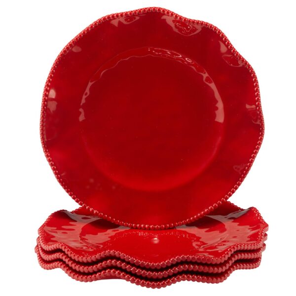 Certified International Perlette Red 4 pc Dinner Plate Set