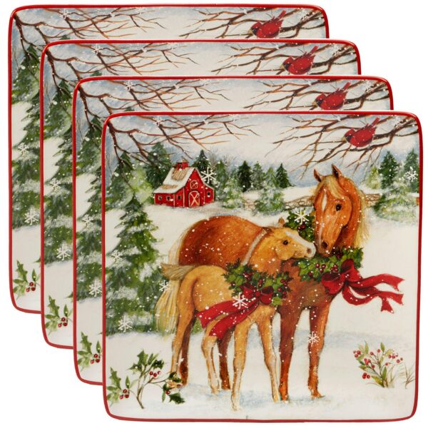 Certified International Christmas on the Farm 4-pc. Dinner Plate Set