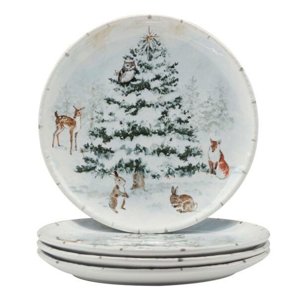 Certified International Winters Frost 4 Dinner Plates Set