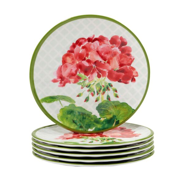 Certified International Geraniums 6-pc. Melamine Salad Plate Set