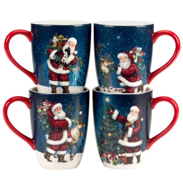 Certified International Santa's Secret 4 Mugs Set