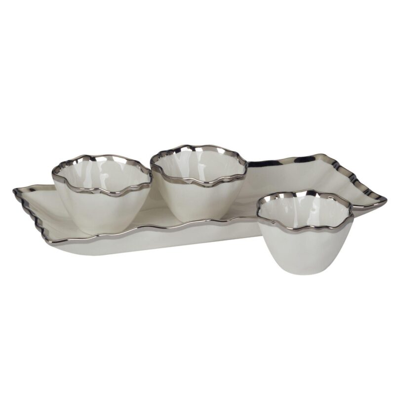 Certified International Regency Silver 4 pc Tray and Bowl Set - Image 3
