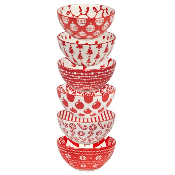 Certified International Set of 6 Peppermint Candy All Purpose Bowls