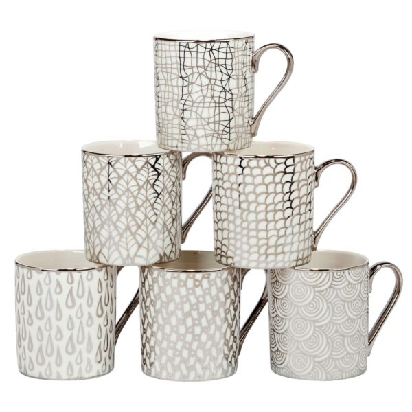 Certified International Set of 6 Mosaic Silver Plated Can Mugs