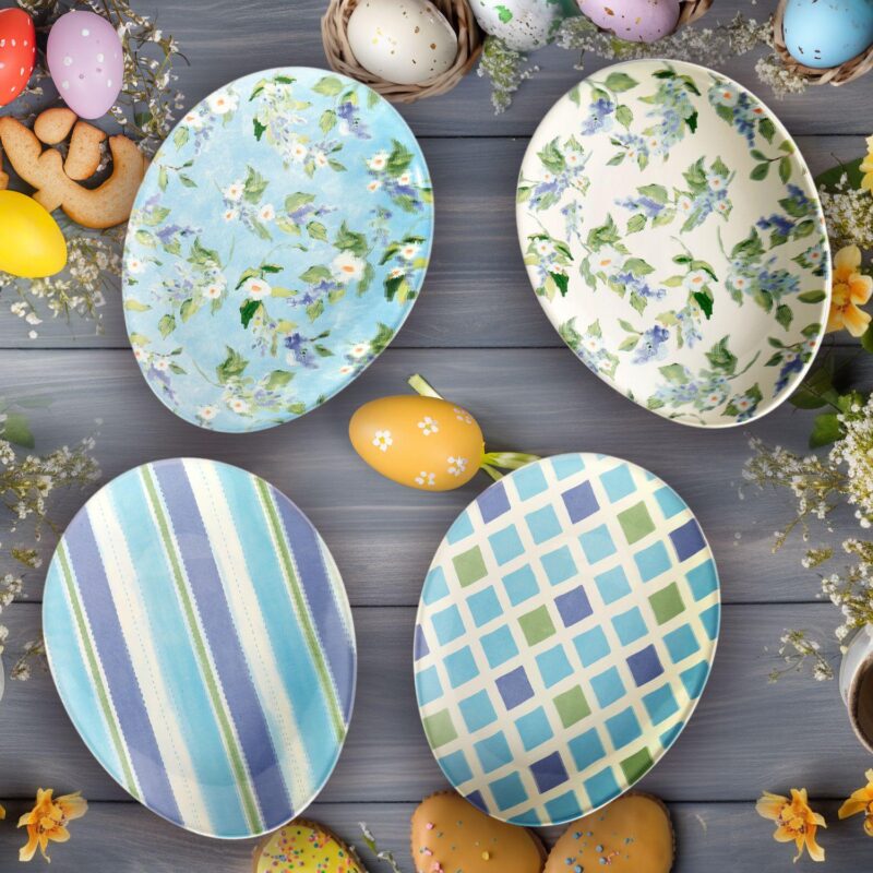 Certified International Easter Morning Set of 4 Oval Egg Plates - Image 2
