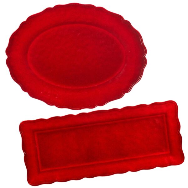 Certified International Red Melamine Crackle 2-pc. Platter Set