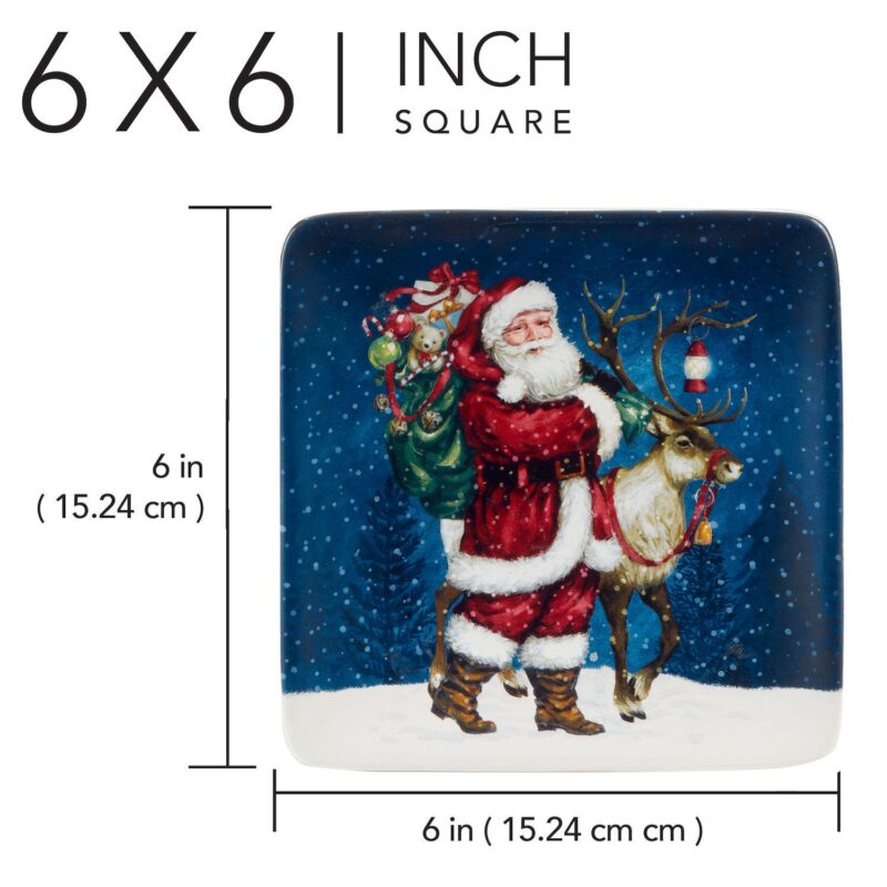 Certified International Santa's Secret 4 Canape Plates Set - Image 3