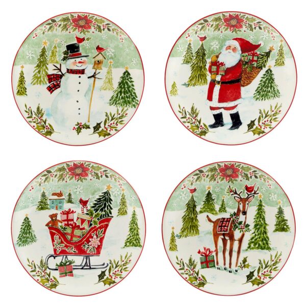 Certified International Set of 4 Joy of Christmas Dessert Plates