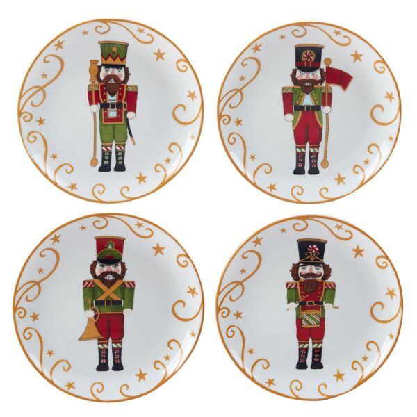 Certified International Holiday Magic Nutcracker 4-pc. Dessert Plate Set