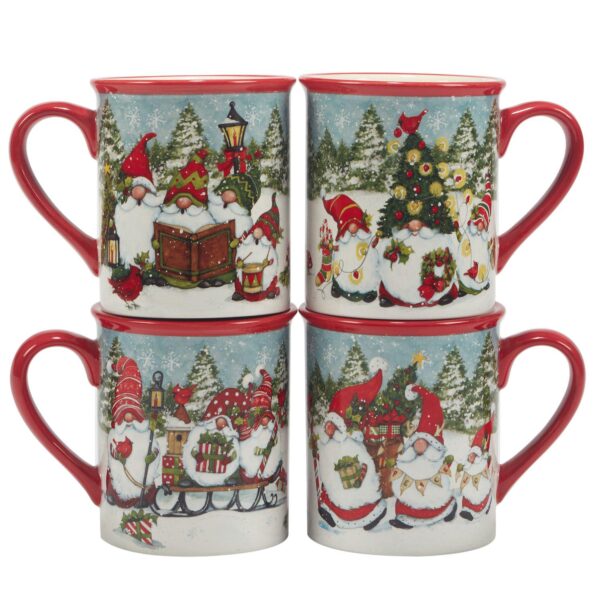 Certified International Set of 4 Christmas Gnome Mugs