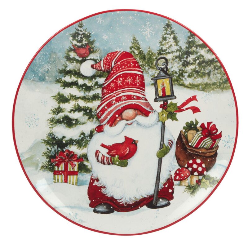 Certified International Set of 4 Christmas Gnomes Dinner Plates - Image 2