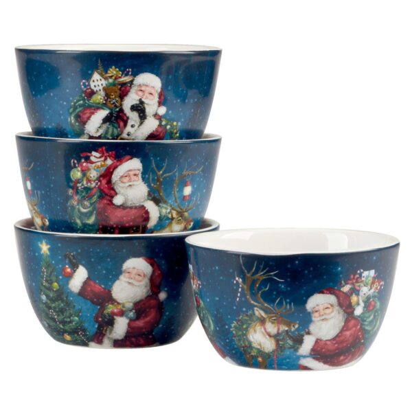 Certified International Santa's Secret 4 Ice Cream Bowls Set