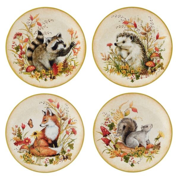 Certified International Woodland Critters 4 Piece Salad Plate Set