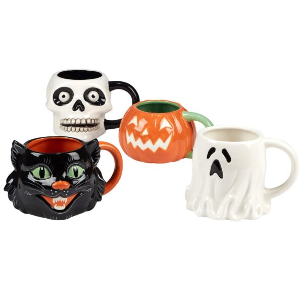 Certified International Scaredy Cat 4-pc. 3D Mug Set