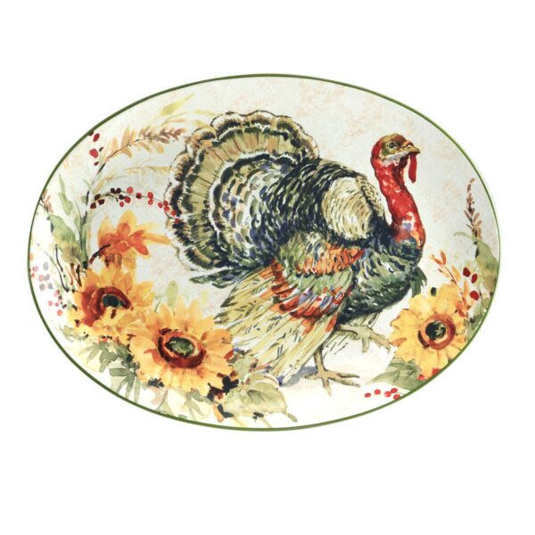 Certified International Harvest Morning Oval Turkey Platter