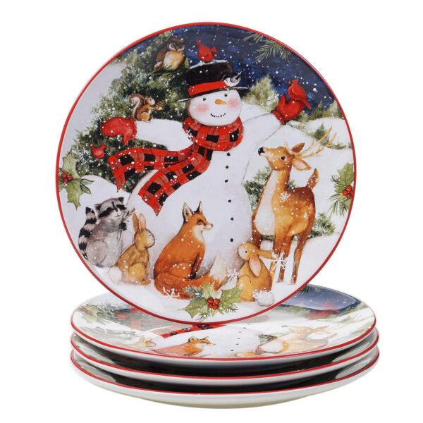 Certified International Magic of Christmas Snowman 4-pc. Dinner Plate Set