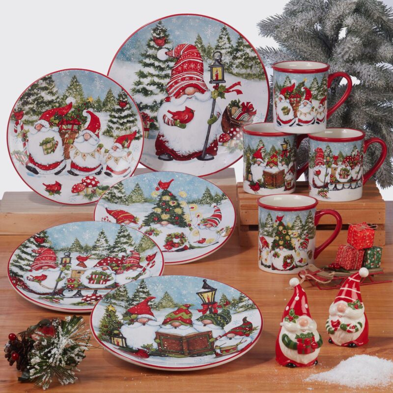 Certified International Set of 4 Christmas Gnomes Dinner Plates - Image 3