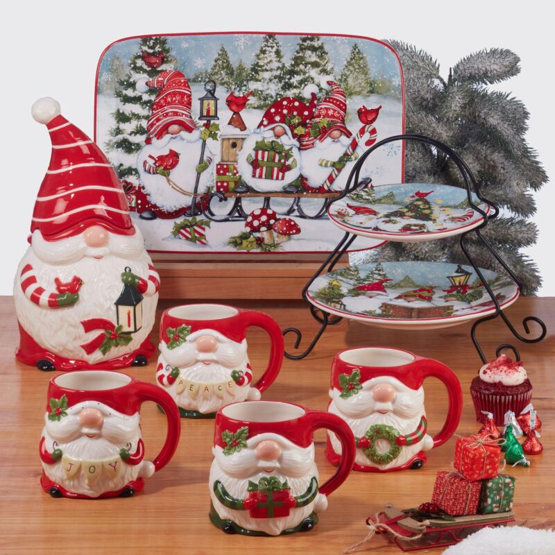 Certified International Set of 4 Christmas Gnomes Dinner Plates - Image 5
