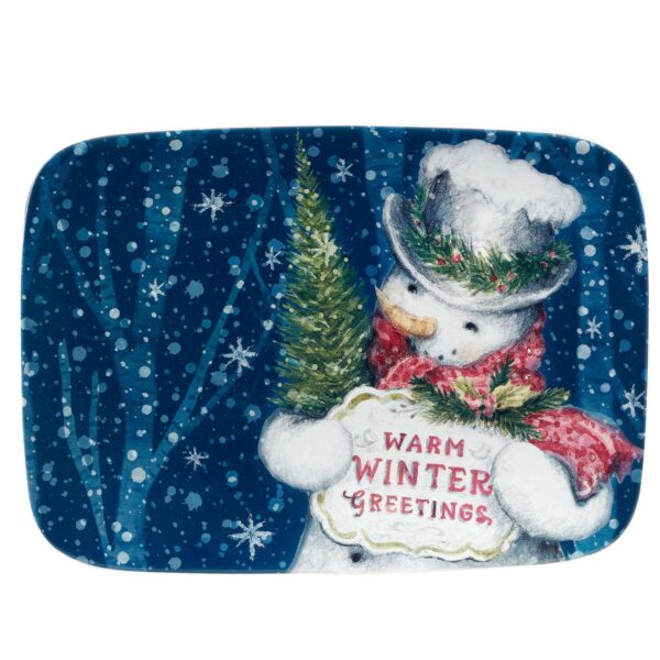 Certified International Snowmans Greeting Rectangular Platter