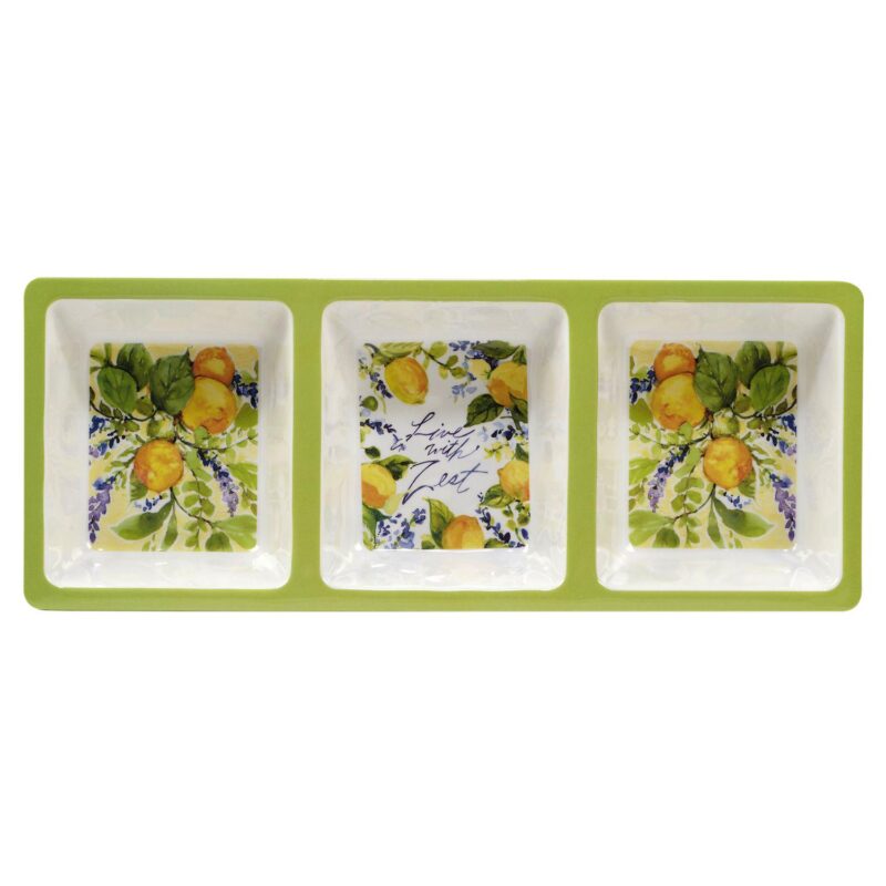 Certified International Lemon Zest 3-pc. Melamine Hostess Set - Image 4