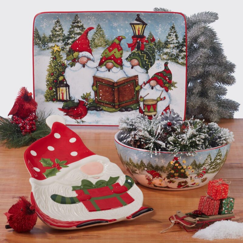 Certified International Set of 4 Christmas Gnomes Dinner Plates - Image 4