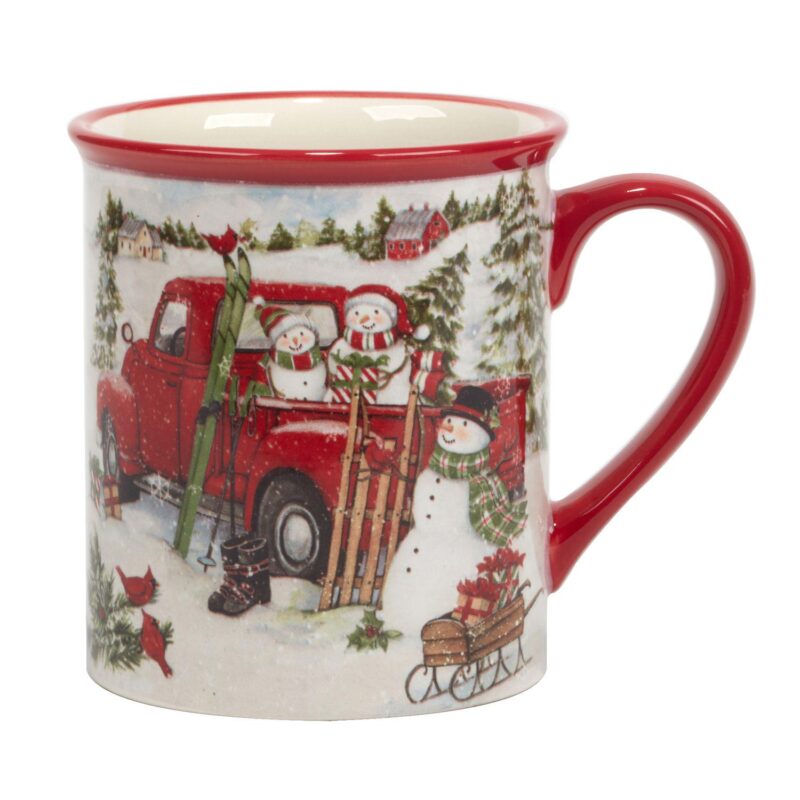 Certified International Red Truck Snowman 4-pc. Mug Set - Image 5