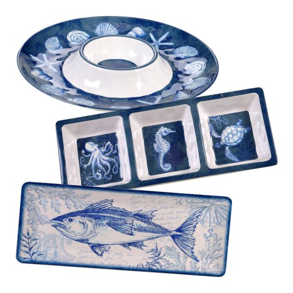 Certified International Oceanic 3-pc. Melamine Hostess Set