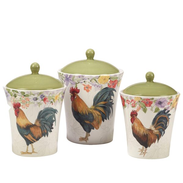 Certified International Floral Rooster 3-pc. Canister Set