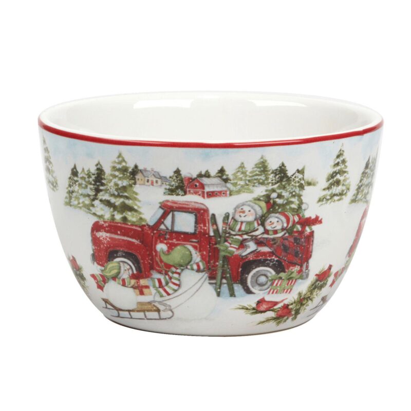 Certified International Red Truck Snowman 4-pc. Ice Cream Bowl Set - Image 4