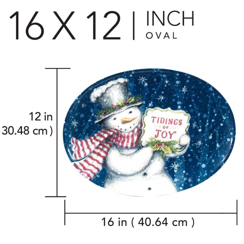 Certified International Snowman Greetings Oval Platter - Image 3