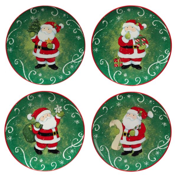 Certified International Holiday Magic Santa 4-pc. Dessert Plate Set