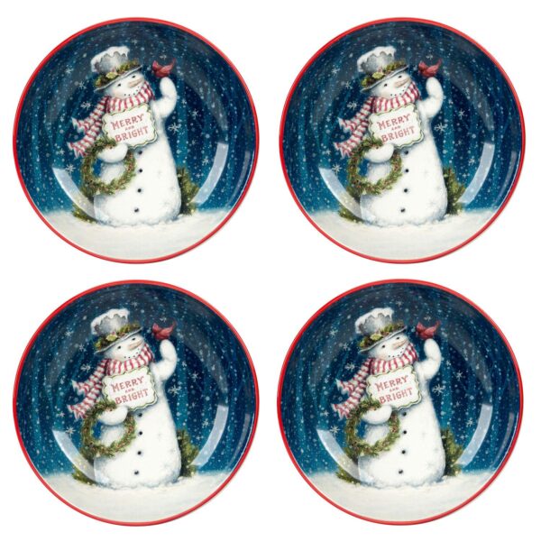 Certified International Snowman Greetings Soup/Pasta Bowls