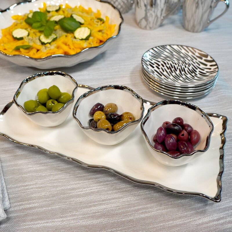 Certified International Regency Silver 4 pc Tray and Bowl Set - Image 7