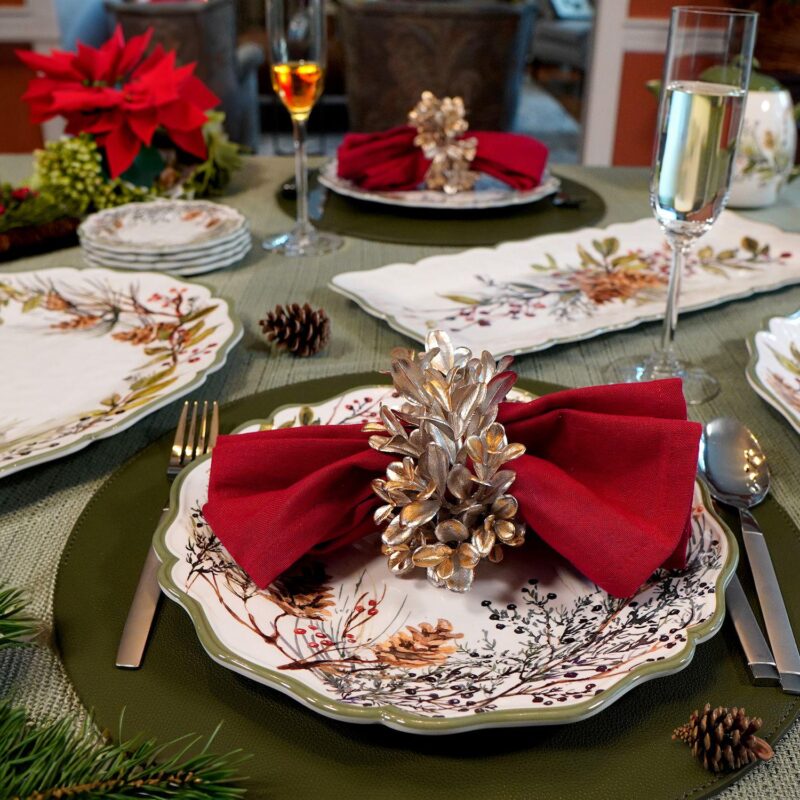 Certified International Winters Forest 4 Dinner Plates Set - Image 4