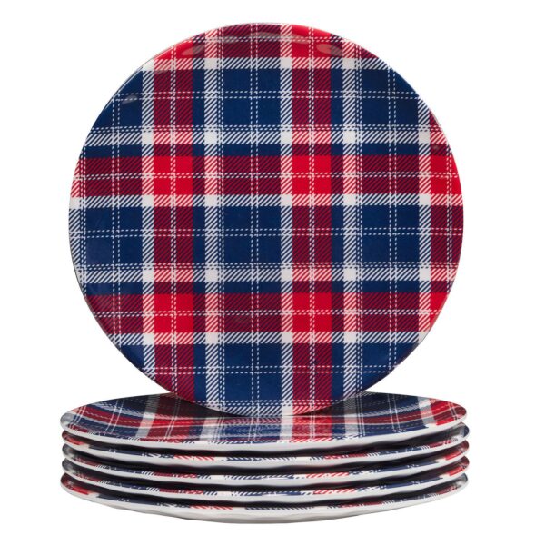 Certified International Patriotic Plaid 6-pc. Melamine Salad Plate Set