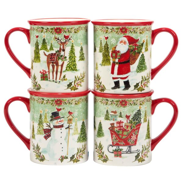 Certified International Set of 4 Joy of Christmas Mugs