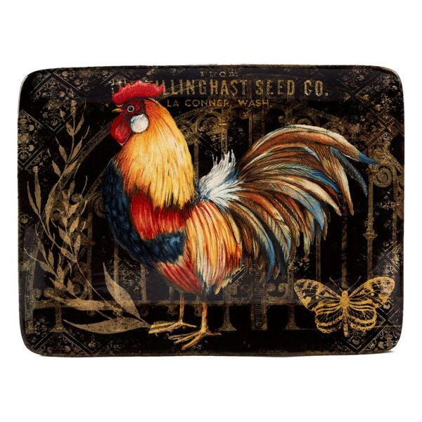 Certified International Gilded Rooster Rectangular Platter