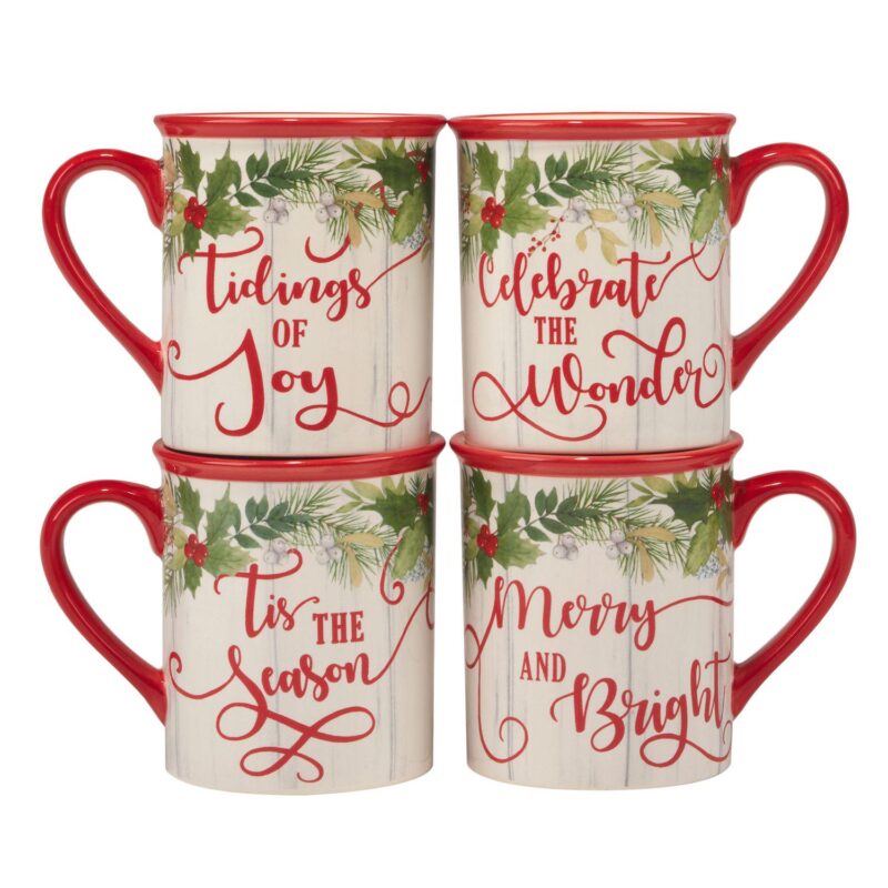 Certified International Winters Green 4 Mugs Set