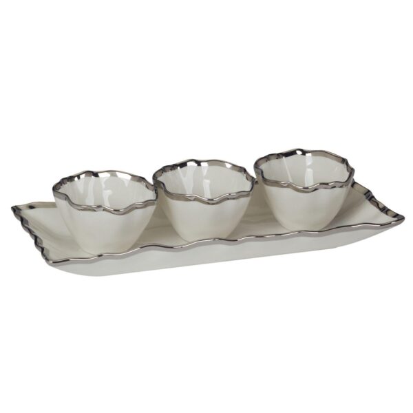 Certified International Regency Silver 4 pc Tray and Bowl Set