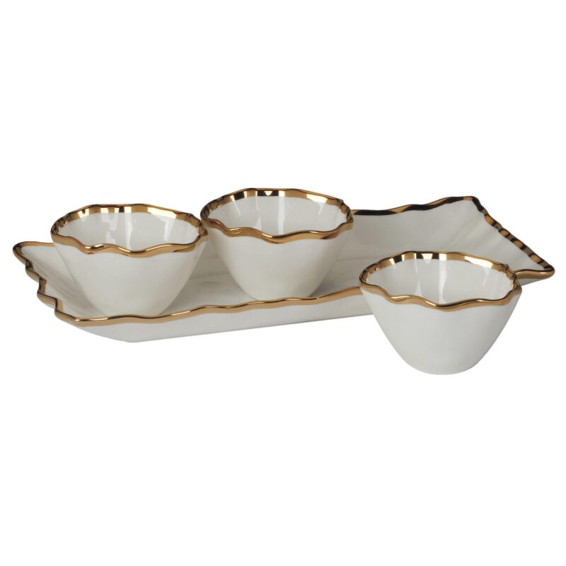 Certified International Regency Gold 4 pc Tray and Bowl Set - Image 3