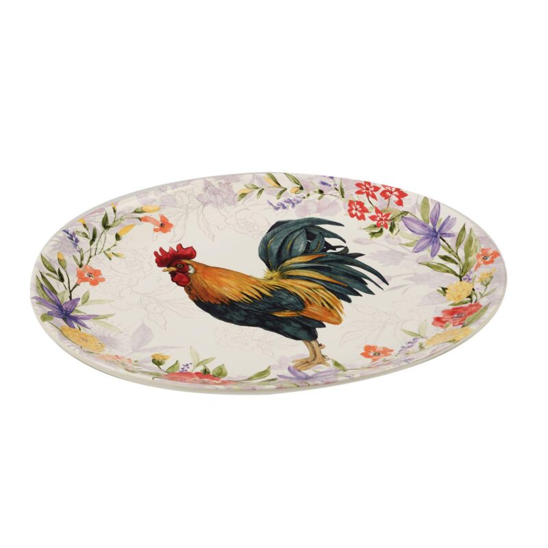 Certified International Floral Rooster Oval Platter - Image 2