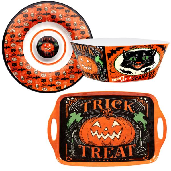 Certified International Scaredy Cat 3-pc. Melamine Hostess Set