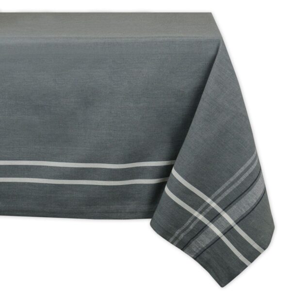 Chambray Gray and White French Stripe Patterned Rectangular Tablecloth 60  x 104