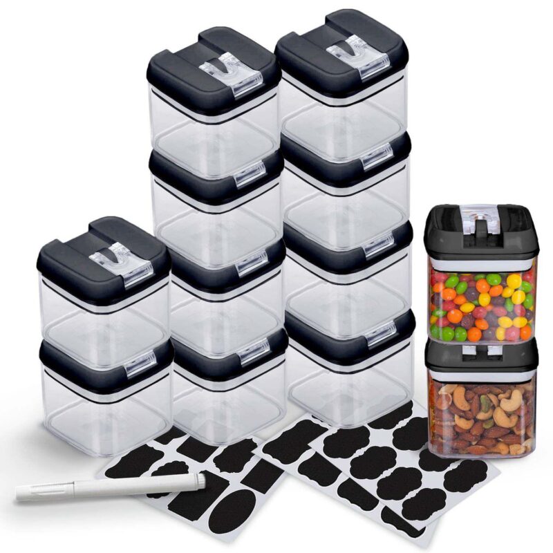 Cheer Collection One Size Airtight Food Storage Containers - Set of 12 IDENTICAL 17 oz Pantry Organizer Bins plus Marker and Labels - Image 6