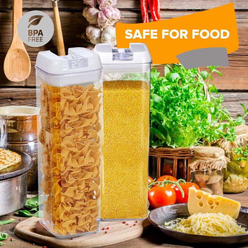 Cheer Collection One Size Airtight Food Storage Containers - Set of 4 IDENTICAL 65 oz Pantry Organizer Bins plus Marker and Labels - Image 4