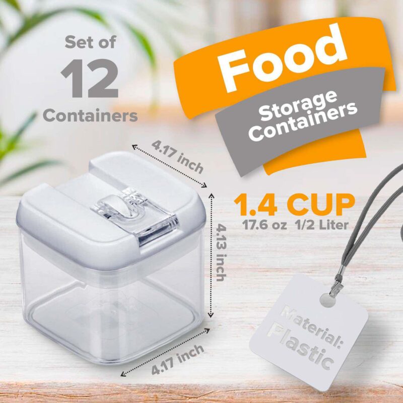 Cheer Collection One Size Airtight Food Storage Containers - Set of 12 IDENTICAL 17 oz Pantry Organizer Bins plus Marker and Labels - Image 2
