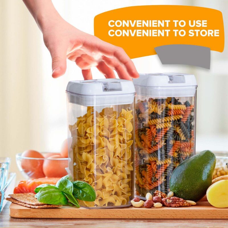 Cheer Collection One Size Airtight Food Storage Containers - Set of 6 IDENTICAL 42 oz Pantry Organizer Bins plus Marker and Labels - Image 4