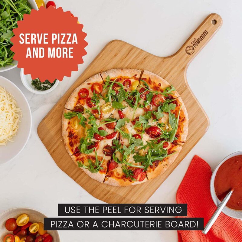 Chef Pomodoro 12-inch Pizza Peel, Lightweight Wooden Pizza Paddle And Serving Board - Image 5