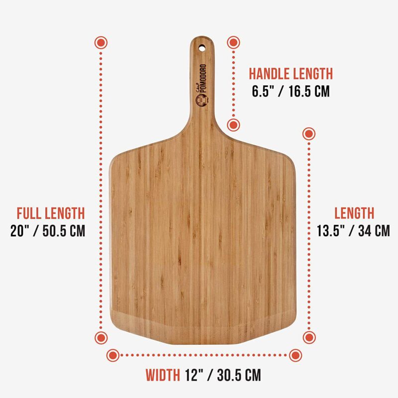 Chef Pomodoro 12-inch Pizza Peel, Lightweight Wooden Pizza Paddle And Serving Board - Image 2