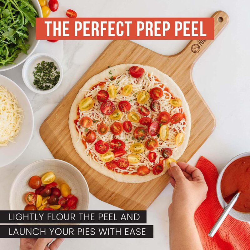 Chef Pomodoro 12-inch Pizza Peel, Lightweight Wooden Pizza Paddle And Serving Board - Image 3